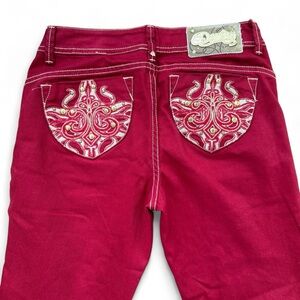 Dereon Red Embroidered Boot Cut Jeans